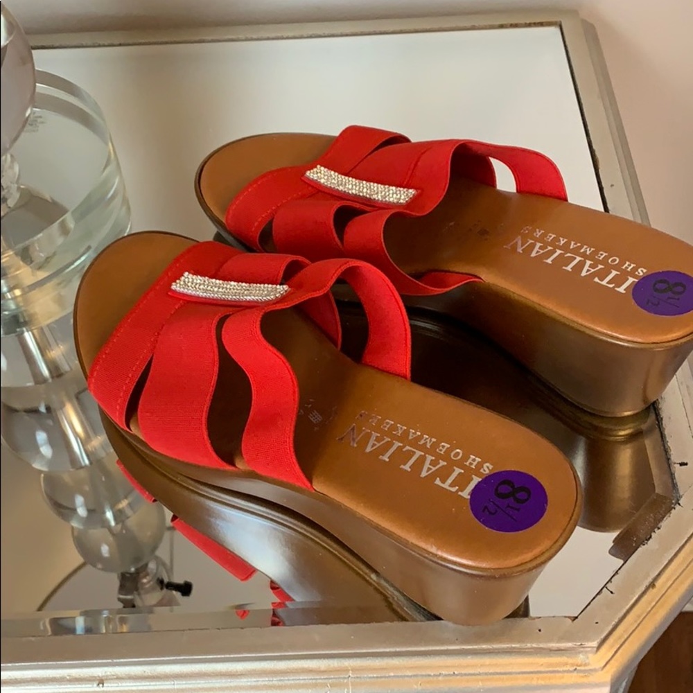 Red Slide On Shoes